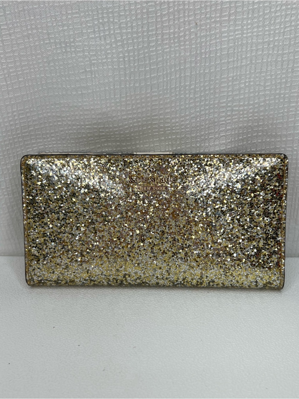 kate spade gold glitter bifold wallet
